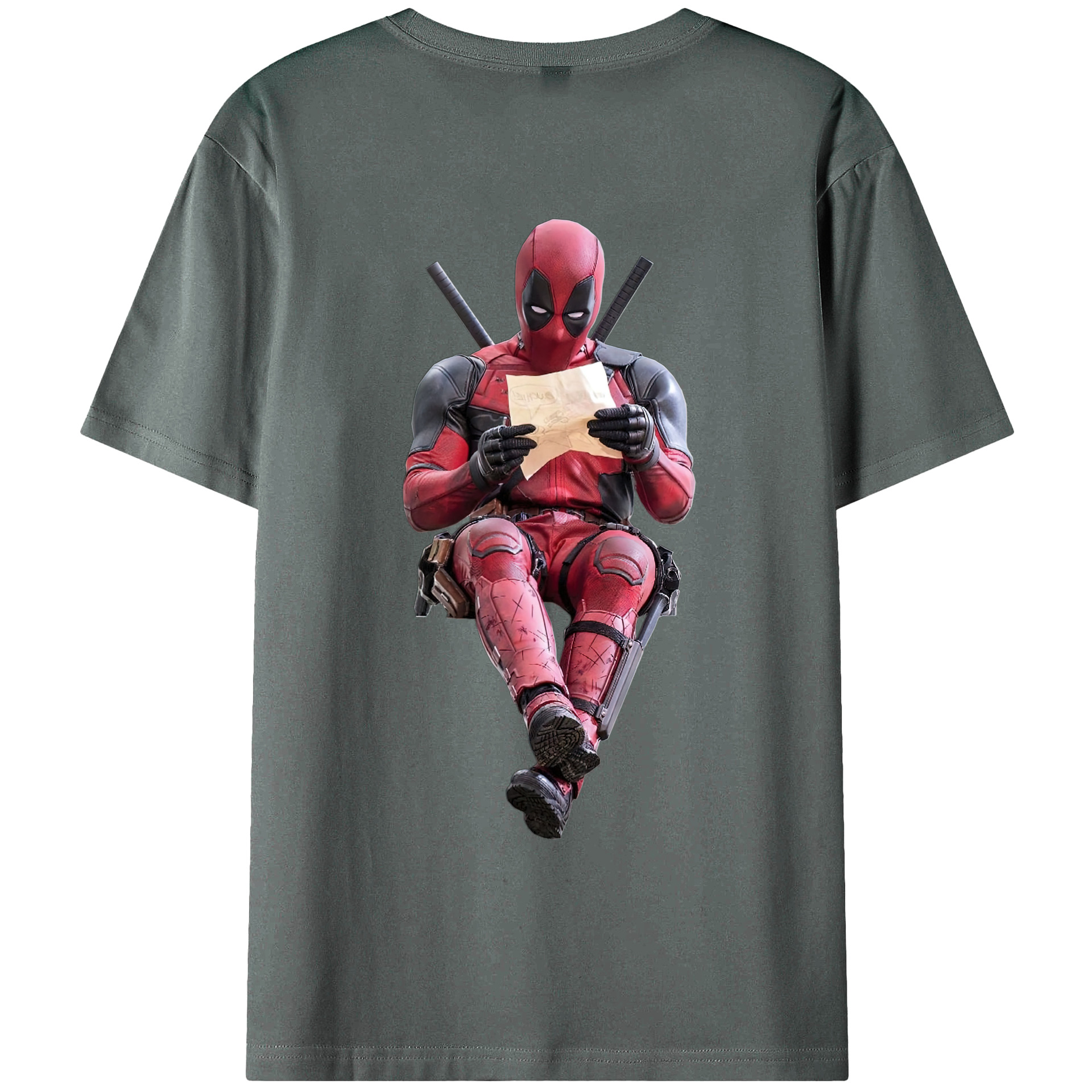 （画像用） Deadpool デッドプール 綿100％ メンズ半袖Tシャツ（バックプリント） 通気性
